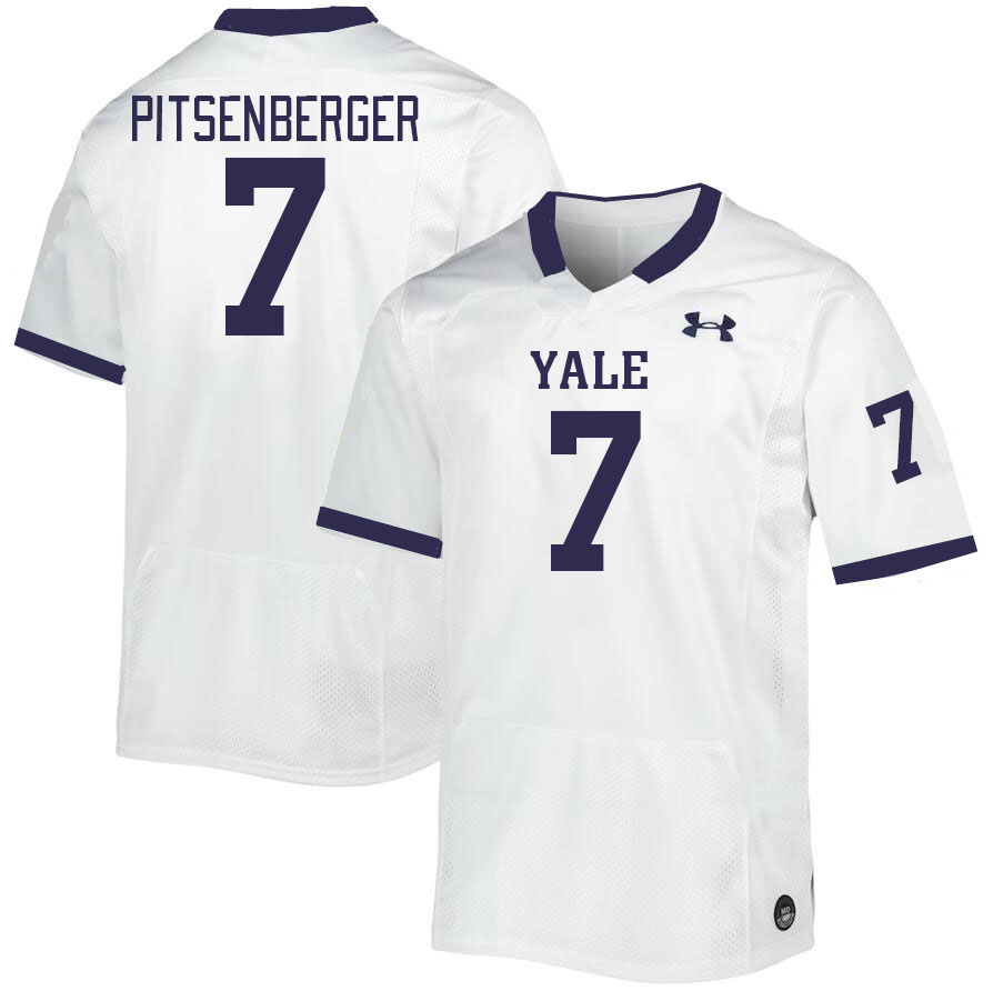 Men-Youth #7 Joshua Pitsenberger Yale Bulldogs 2023 College Football Jerseys Stitched Sale-White